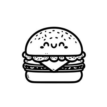 Premium Vector | Vector hand drawn beef burger coloring book illustration