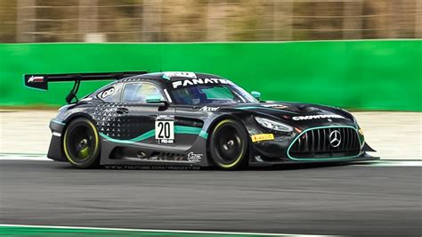 Mercedes AMG GT3 Evo 2020 in action at Monza Circuit: Accelerations, Fly Bys & Great V8 Sound ...