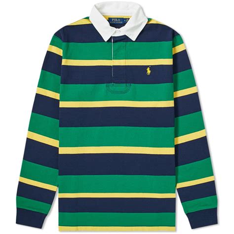 Polo Ralph Lauren Long Sleeve Striped Rugby Shirt English Green Multi | END. (US)