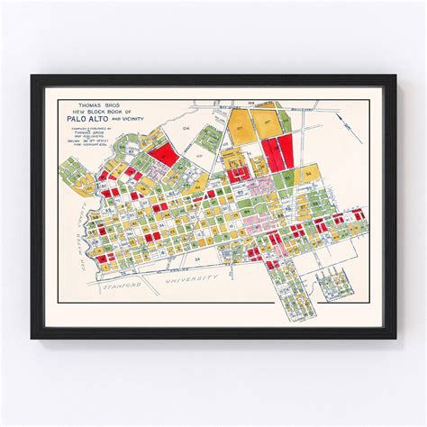 Palo Alto Map 1925 Old Map of Palo Alto California Art Vintage Print ...