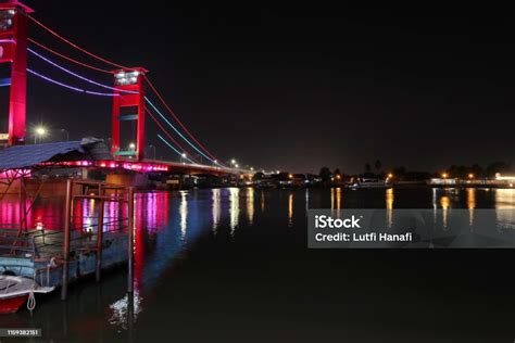 Palembangs Ampera Bridge Is Photographed At Night Stock Photo ...