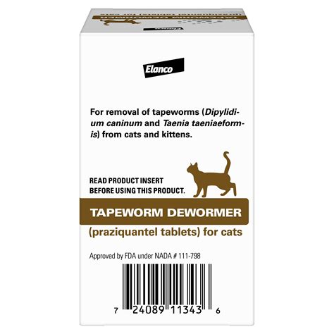 Elanco Tapeworm Dewormer (praziquantel tablets) for Cats, 3-Count Praziquantel Tablets for Cats ...