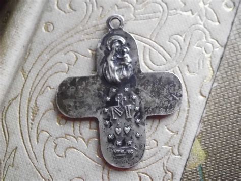 Vintage Religious Medals: Vintage STERLING 4 Way Cross Charm Religious ...