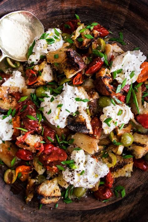 Pepper panzanella with burrata olives – Artofit