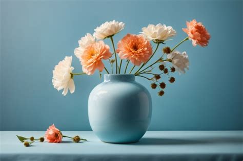 Blue Ceramic Vase With A Flowers Free Stock Photo - Public Domain Pictures