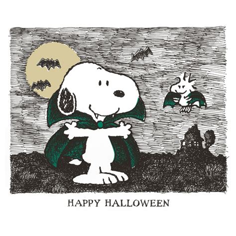 Snoopy and woodstock as vampires saying Happy Halloween | Snoopy halloween, Snoopy, Halloween canvas