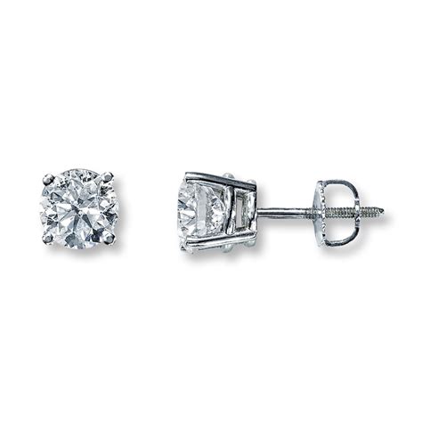 Diamond Solitaire Earrings 2 ct tw Round 14K White Gold (I2/I) | Jared