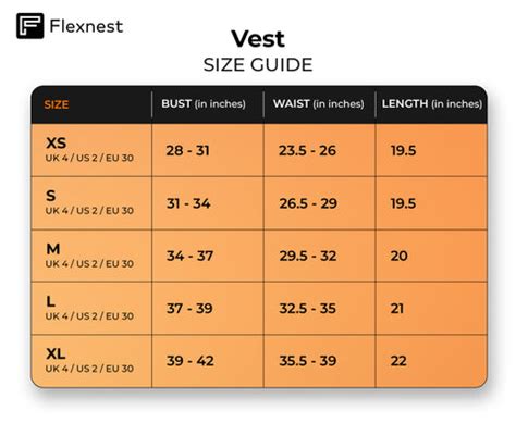 Sizing Chart (Vests) – Flexnest