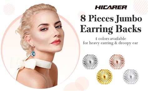 Amazon.com: 8 Pieces Earring Backs for Droopy Ears Large Earring Backs for Studs Replacement ...
