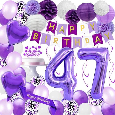 Buy Santonila Purple 47th Birthday Decorations set Happy Birthday ...