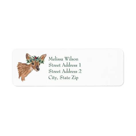 Fawn Deer Christmas Return Address Labels | Zazzle