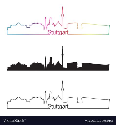 Stuttgart skyline linear style with rainbow Vector Image