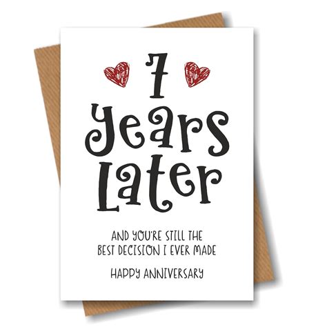 7 Year Anniversary Card the Best Decision I Ever Made Funny 7th Year Card for Husband Wife ...