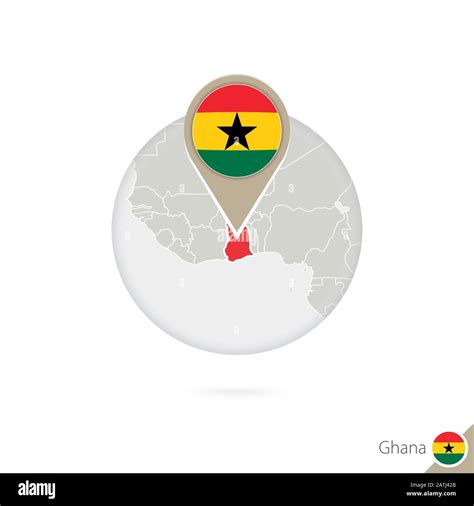 Ghana map and flag in circle. Map of Ghana, Ghana flag pin. Map of ...