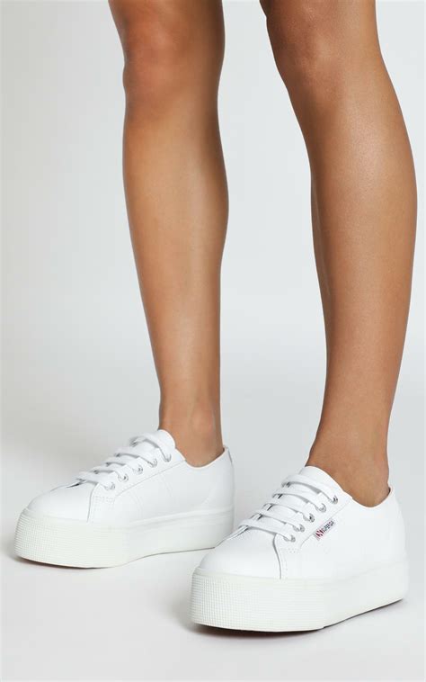 Superga - 2790 FGLW Platform Sneakers In White Leather | Showpo