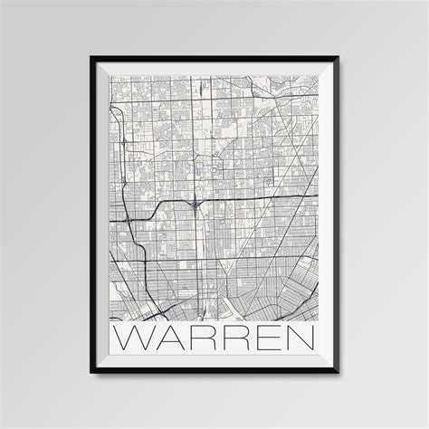 WARREN Michigan Map Warren City Map Print Warren Map Poster | Etsy