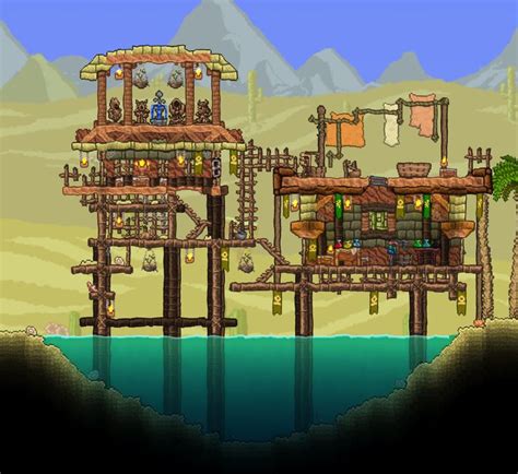 terraria desert oasis Terraria House Design, Terraria House Ideas ...