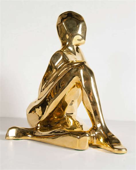 Mid-Century Modernist Ceramic Gold-Plated Crouching Woman Sculpture by Jaru at 1stDibs | jaru ...