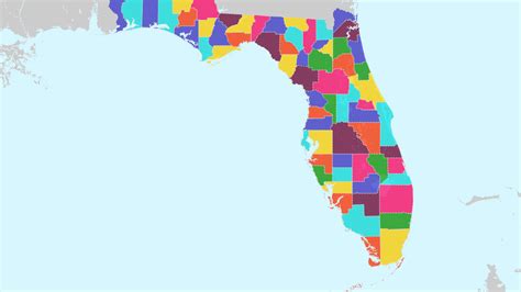 Counties of Florida Interactive Colorful Map