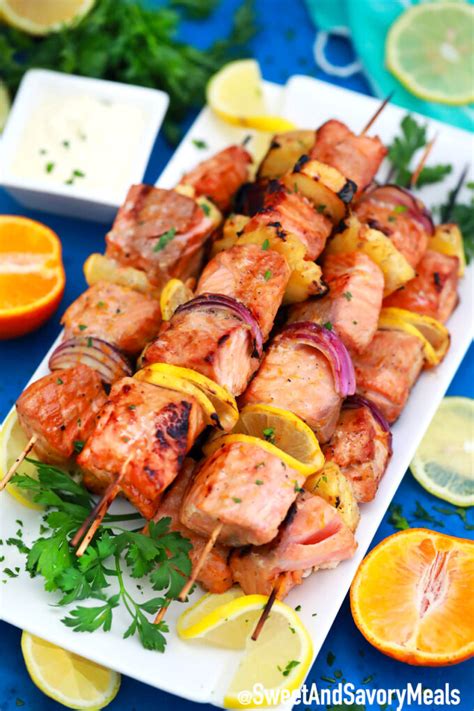 Grilled Salmon Skewers - Sweet and Savory Meals