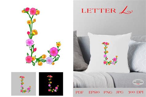 Floral Monogram Letter L