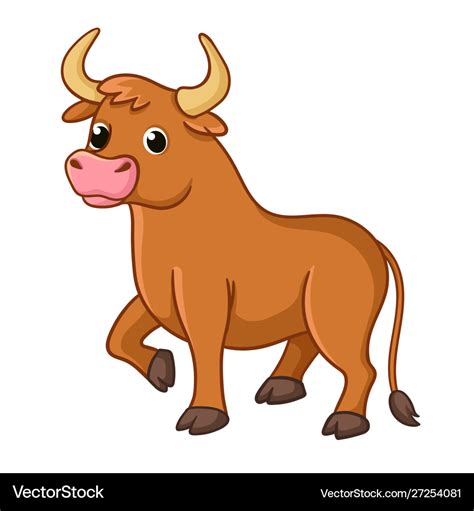 Cute bull on a white background Royalty Free Vector Image