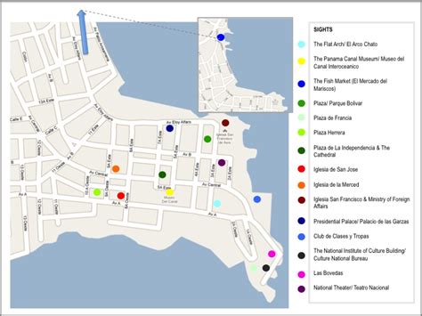 Panama Tourism and Travel: Map of Casco Antiguo