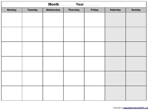 Calendar Template Sunday To Saturday – Printable Blank Calendar Template