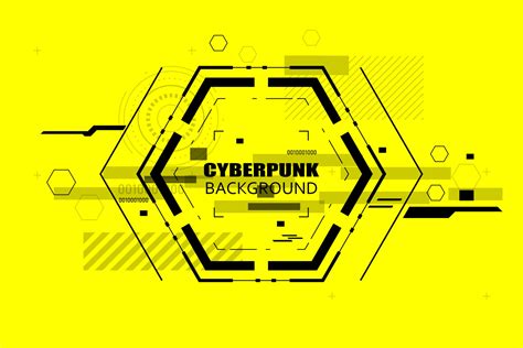 Modern cyberpunk background in black and yellow Abstract hi-tech banner ...