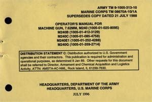 Operator's Manual for Machine Gun, 7.62mm, M240 / M240B / M240C ...