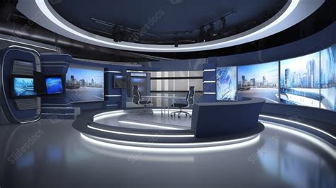 State Of The Art Virtual Tv Studio For News Broadcasting Powerpoint Background For Free Download ...