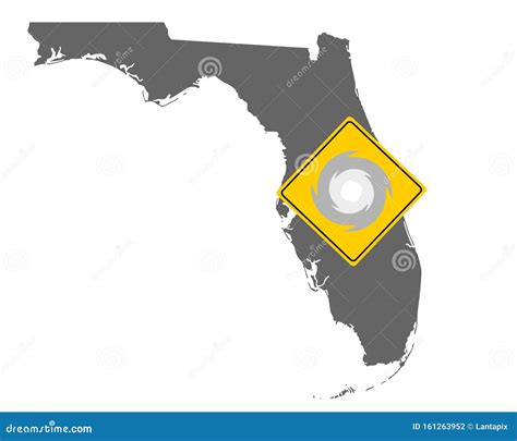 Map of Florida and Traffic Sign Hurricane Warning Stock Vector - Illustration of information ...