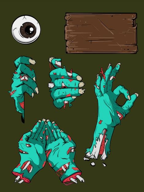 Premium Vector | Halloween zombie hand set