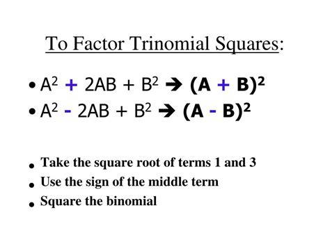 PPT - 6.3 Trinomial Squares PowerPoint Presentation, free download - ID ...