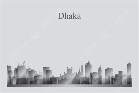 Dhaka City Skyline Silhouette In A Grayscale Vector Illustration ...