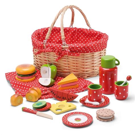 Wooden Picnic Basket Set | Kids wooden toys, Kids picnic, Play food