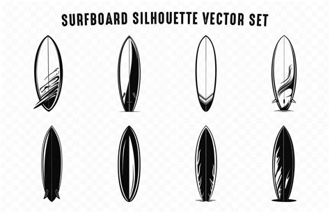 Surfboard Outline Vector Art icon Set, Surfboard sketch Silhouette ...