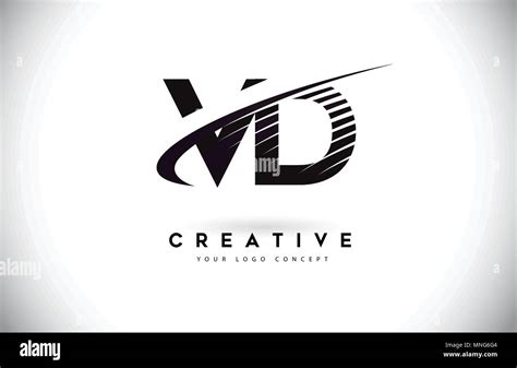 VD V D Letter Logo Design with Swoosh and Black Lines. Modern Creative zebra lines Letters ...