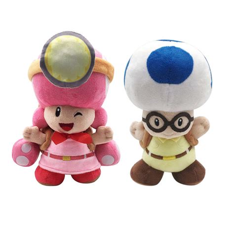 Buy Super Mario Bros Toadette Blue Toad with Backpackfor Captain Toad Plush Soft Toy 8" (Pack of ...