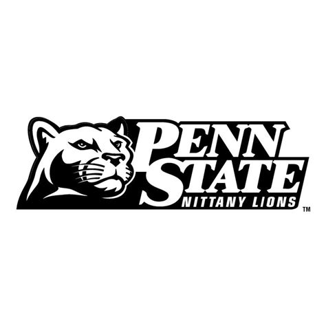 the penn state logo is shown in this black and white photo, with an image of a cat's head on it