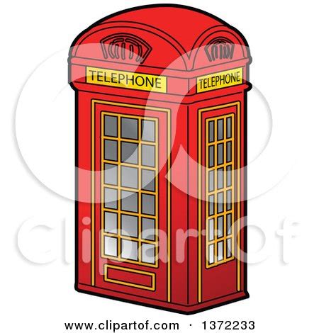 Clipart Of A Red British Telephone Booth - Royalty Free Vector Illustration by Clip Art Mascots ...