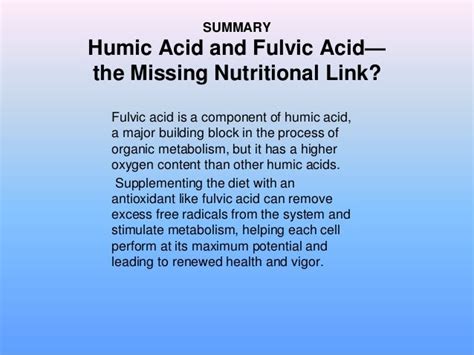 Benefits of Humic and Fulvic acid