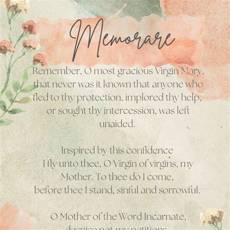 Memorare Prayer Printable - Etsy