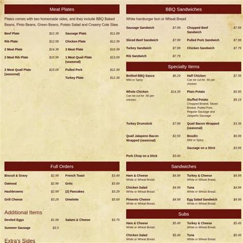 Waller County Line BBQ menu in Waller, Texas, USA