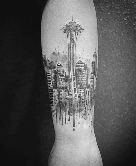 30 Seattle Skyline Tattoo Designs For Men - City Ink Ideas | Seattle ...