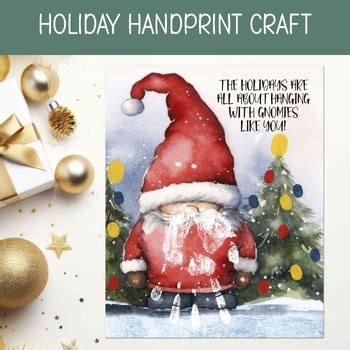 SANTA GNOME HANDPRINT CRAFT, HOLIDAY FINGERPRINT ART, CHRISTMAS DAYCARE ...