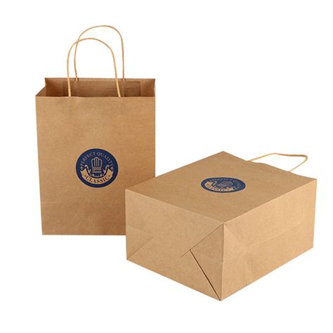 Recycled Kraft Paper Shopping Bags With Handles , Brown Paper Grocery Bags