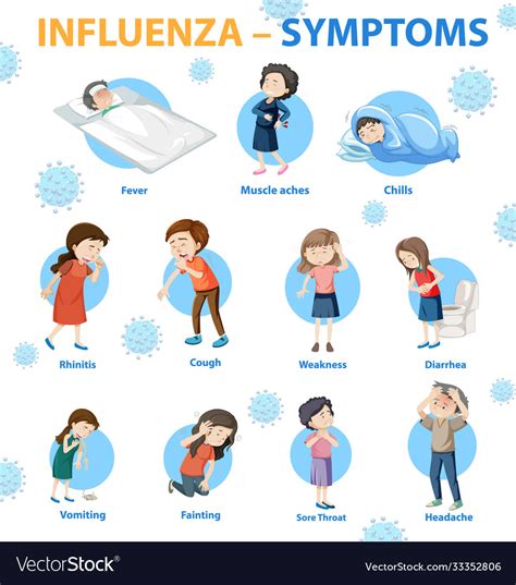 Influenza symptoms cartoon style infographic Vector Image