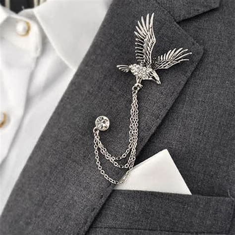 Mdiger Men's Fashion Silver Eagle Plated Pin for Party Formal Suits Collar Pin Brooch for Men ...