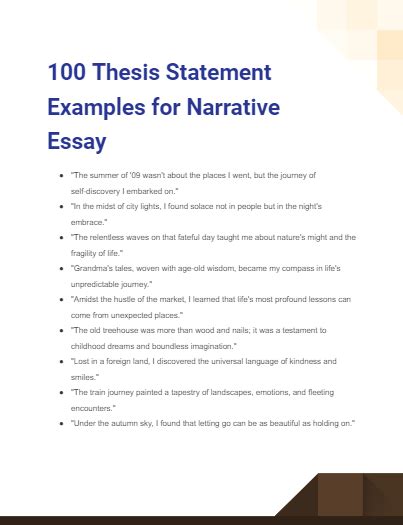 Thesis Statement For Narrative Essay Examples Of A Narrative Thesis Statement